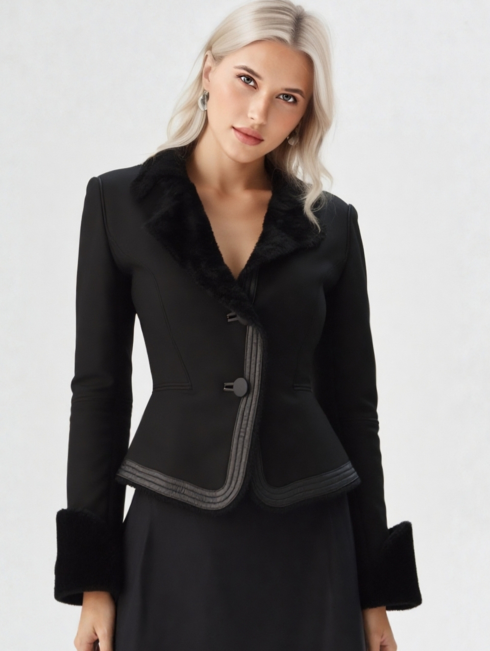 Archival Gianni Versace Couture A/W 2006 Black Suede/Leather Blazer Size 38